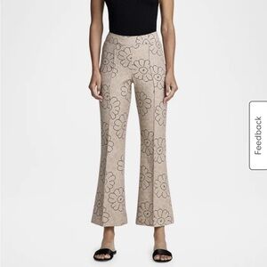 NWOT SMYTHE Floral jacquard pintack cropped pants, size US 12
